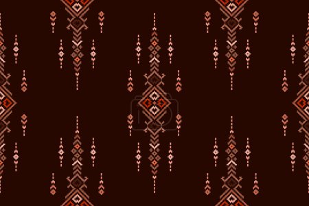 Photo for Geometric ethnic oriental seamless pattern traditional. Pixel pattern, Embroidery style. Design for clothing, fabric, batik, background, wallpaper, wrapping, knitwear - Royalty Free Image
