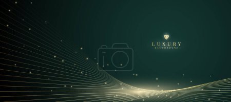 Photo for Luxurious dark green background with sparkling gold lines design. - Royalty Free Image