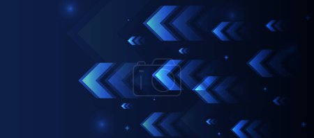 Photo for Dark blue glowing arrow light background. Future digital growth technology - Royalty Free Image