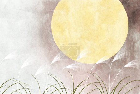 Illustration for Fifteen Nights Moon Viewing Silver Grass Autumn Background - Royalty Free Image