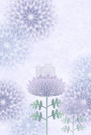 Téléchargez les illustrations : Chrysanthème en deuil Carte postale Modèle japonais Arrière-plan - en licence libre de droit