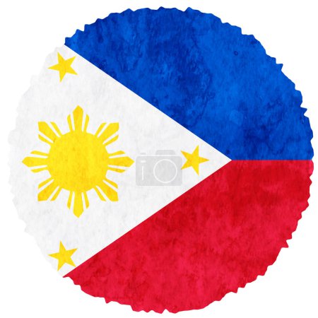 Téléchargez les illustrations : Philippines drapeau aquarelle cercle icône - en licence libre de droit