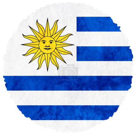 Téléchargez les illustrations : Uruguay drapeau aquarelle cercle icône - en licence libre de droit