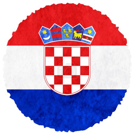 Téléchargez les illustrations : Croatie drapeau aquarelle cercle icône - en licence libre de droit
