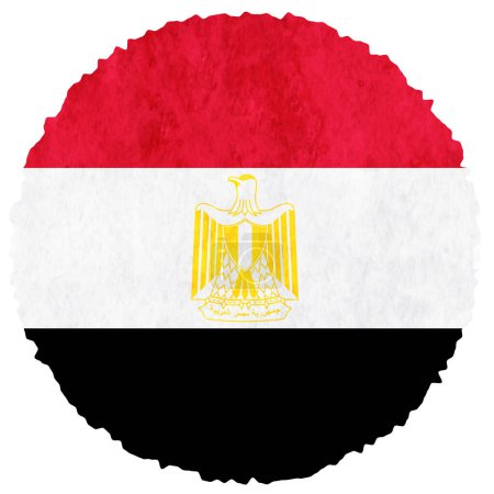 Téléchargez les illustrations : Egypte drapeau aquarelle cercle icône - en licence libre de droit