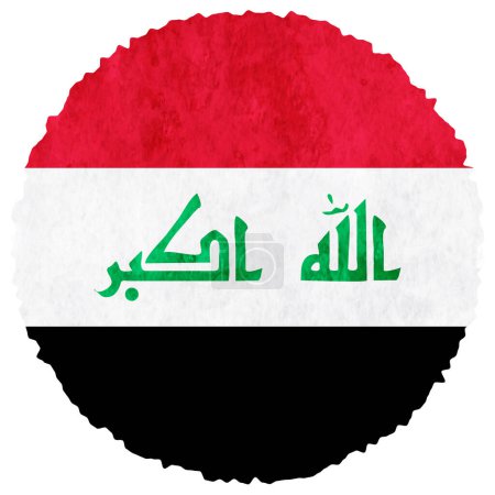 Téléchargez les illustrations : Irak drapeau aquarelle cercle icône - en licence libre de droit