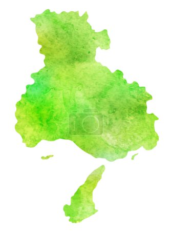Ilustración de Mapa de Hyogo acuarela icono verde - Imagen libre de derechos