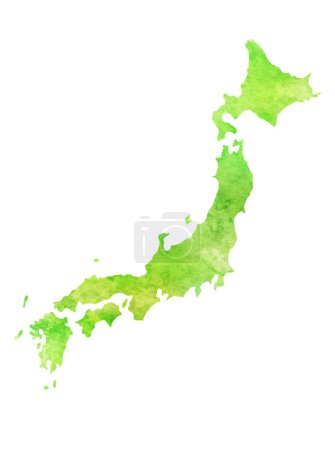 Téléchargez les photos : Japon carte aquarelle icône vert - en image libre de droit