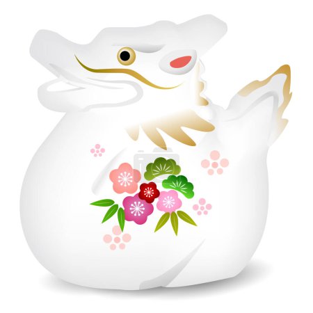Ilustración de Dragon Oriental Zodíaco Tarjeta de Año Nuevo Icono - Imagen libre de derechos
