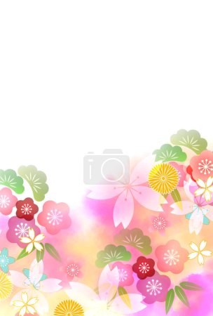 Illustration for Cherry blossom Japanese paper New Year's card background - Royalty Free Image