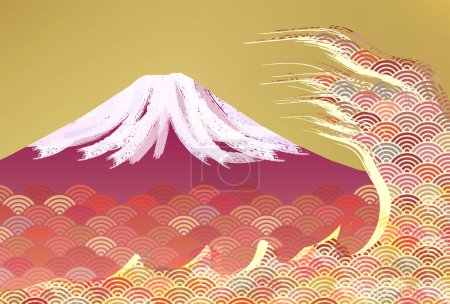 Foto de Tarjeta de Año Nuevo Fuji Fondo de papel japonés - Imagen libre de derechos