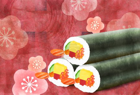 Illustration for Eboshimaki Setsubun Plum Spring Background - Royalty Free Image