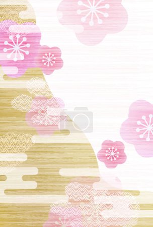 Illustration for Ume Nengajo Japanese Pattern Patterns Background - Royalty Free Image