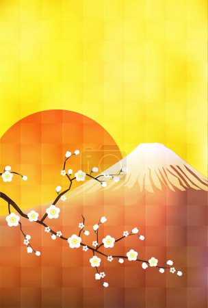 Illustration for Fuji Japanese Pattern Ume Background - Royalty Free Image
