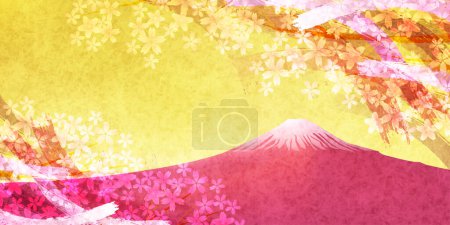 Téléchargez les illustrations : Fleurs de cerisier Fuji Aquarelle Arrière-plan - en licence libre de droit