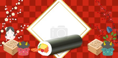 Illustration for Eboshimaki Setsubun Plum Spring Background - Royalty Free Image