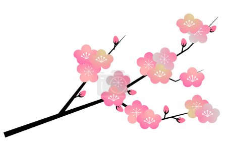 Illustration for Ume New Year's card Japanese Pattern Icons - Royalty Free Image