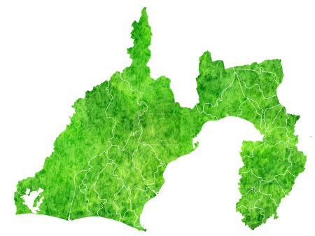 Shizuoka Map Green Watercolor Icon