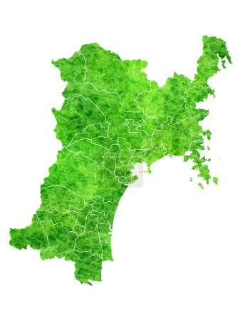 Miyagi mapa verde acuarela icono