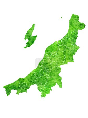 Niigata mapa verde acuarela icono