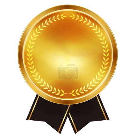 Ilustración de Medalla de oro laurel lazo icono - Imagen libre de derechos