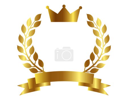 crown laurel ribbon gold icon