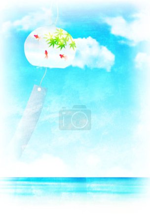 wind chime goldfish hot-summer greeting background