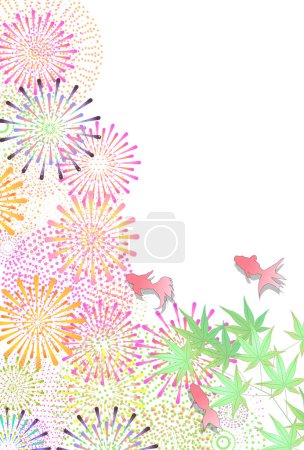 Goldfish Japanese Pattern Fireworks Background
