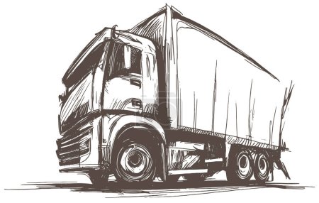 Foto de Camión con cabina media vuelta frontal un dibujo vectorial de color aislado sobre fondo blanco - Imagen libre de derechos