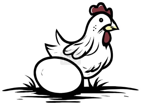 Foto de Dibujo del vector de huevo y pollo aislado sobre fondo blanco - Imagen libre de derechos