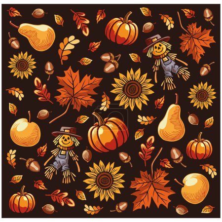 Illustration for Autumn vector background on dark background - Royalty Free Image