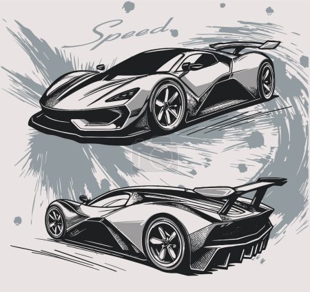 Téléchargez les illustrations : Vitesse voiture avant et arrière dessin vectoriel dans illustrateur - en licence libre de droit