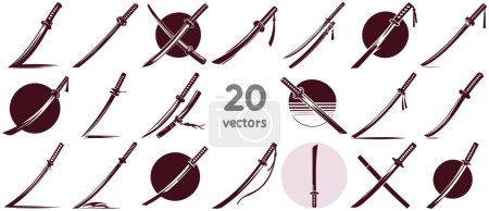 images vectorielles au pochoir d'une épée japonaise comme symbole