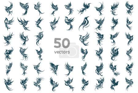 collection of abstract silhouette flying bird top vector images