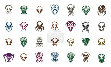 Illustration for Portraits of aliens of different races vector simple - Royalty Free Image