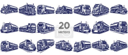 Foto de Dibujos de plantilla vectorial de camión cisterna de combustible ilustración simple monocromo en la colección de fondo blanco - Imagen libre de derechos