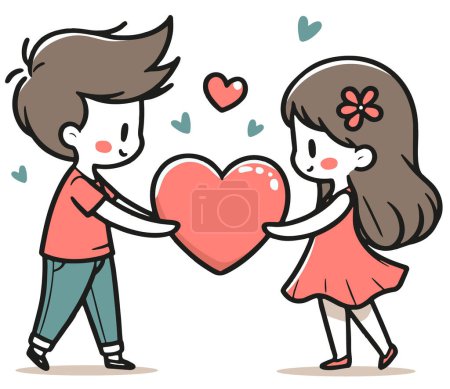 Illustration for Mutually loving each other simple vector illustration for postcard on white background - Royalty Free Image