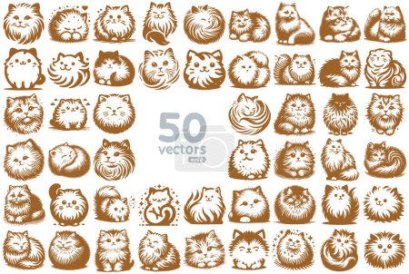 simple vector drawing of a soft fluffy cat large collection of images for stencil