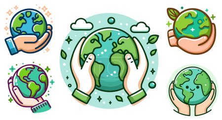 globo de tierra en las manos dibujo vector simple salvar la tierra y la ecología