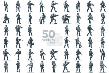 moderne Armee Soldat einfache Vektorschablone Zeichnung große Sammlung von Bildern