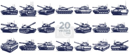 modern tank in simple vector stencil drawing collection of images