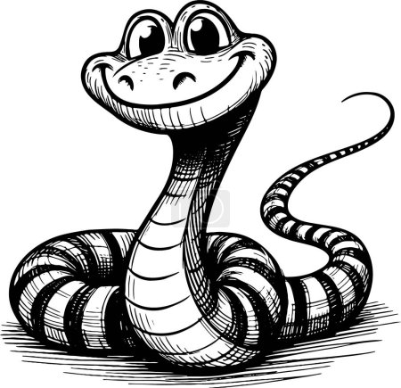 genre serpent souriant avec dessin monochrome vecteur queue levée
