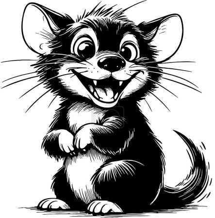 laughing Tasmanian devil sitting with raised front paws vector drawing