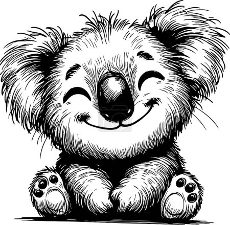 koala sitting contentedly with closed eyes vector art drawing