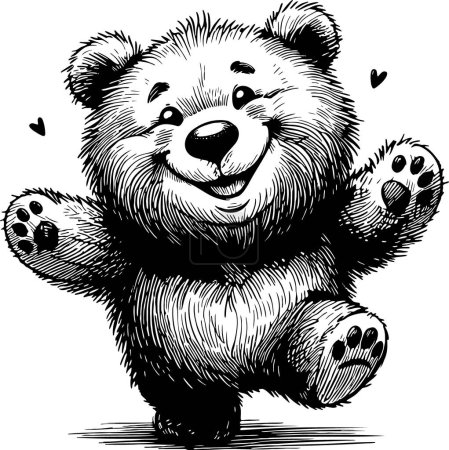 Illustration for Funny smiling brown bear walking with arms outstretched vector drawing - Royalty Free Image