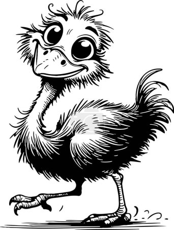 cheerful funny ostrich with big eyes vector art drawing