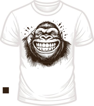 helles T-Shirt mit einem lachenden Gorilla-Vektor-Schablonendesign