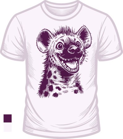 helles T-Shirt mit einem lächelnden Hyänen-Vektorschablone-Design