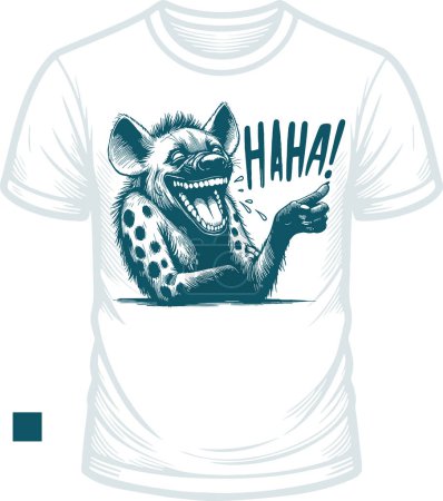 Illustration for Light t-shirt with a laughing hyena vector stencil design - Royalty Free Image