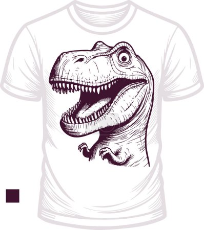 T-shirt print of a dinosaur with an open toothy mouth vector stencil design